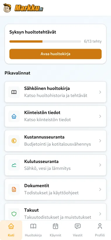 Markun Huoltokirja -sovellus - Hallitse kiinteistösi huollot digitaalisesti
